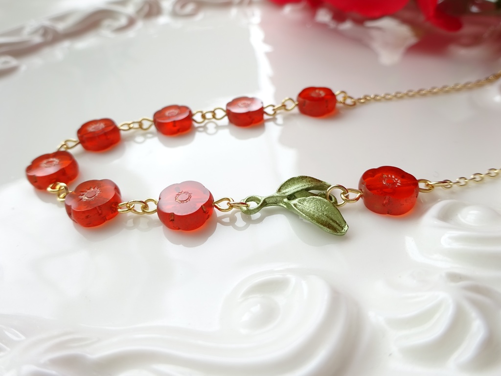 ポピーのネックレス・朱赤