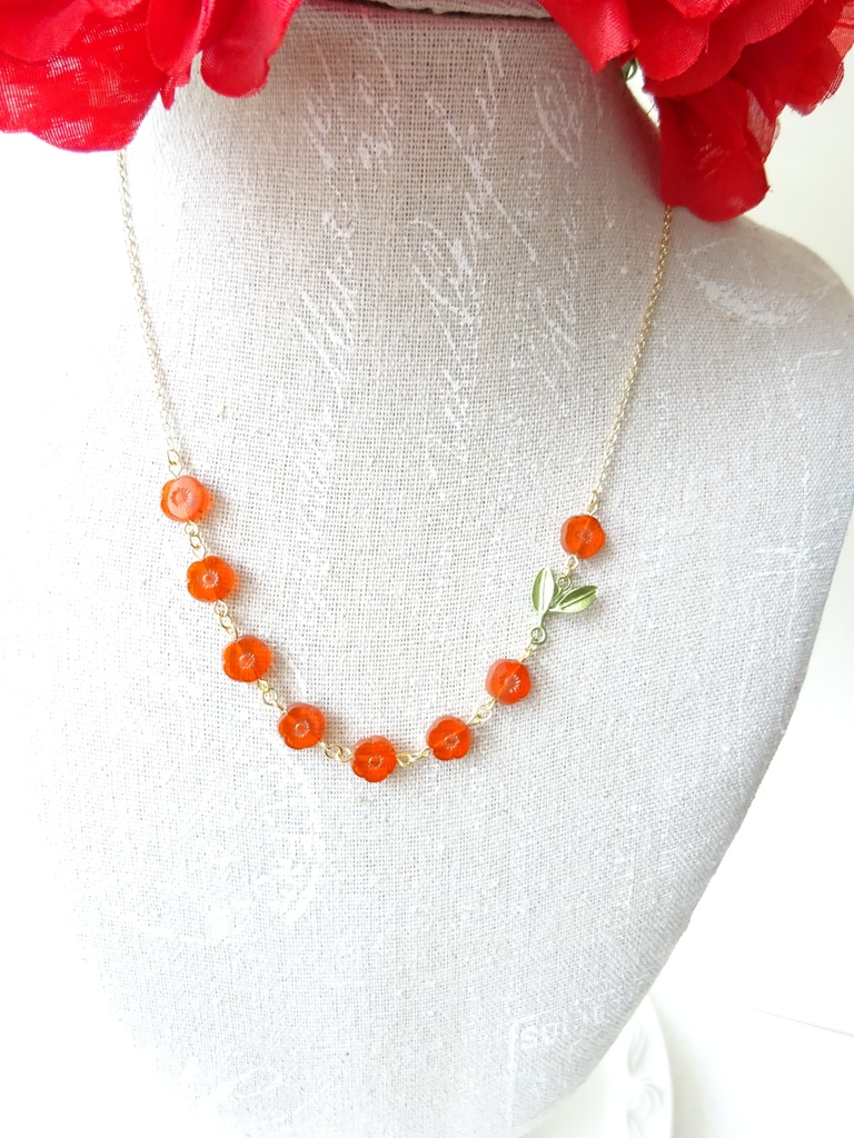 ポピーのネックレス・朱赤