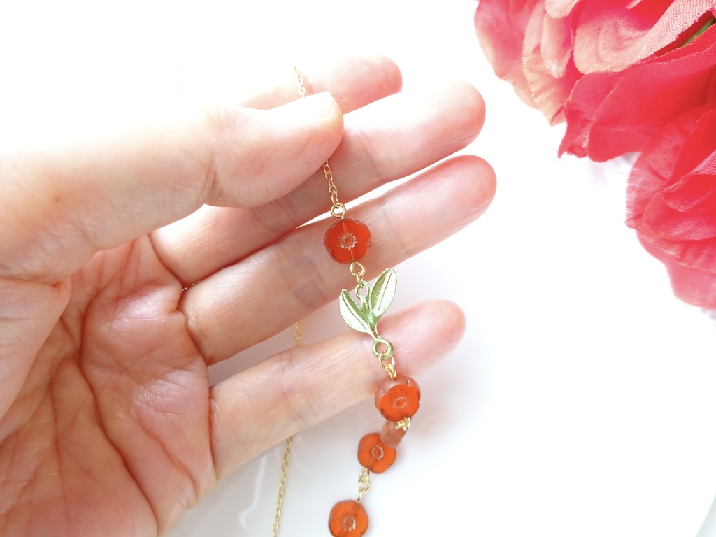 ポピーのネックレス・朱赤