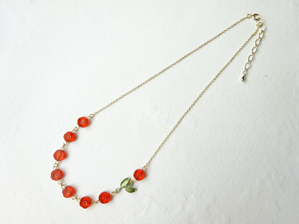 ポピーのネックレス・朱赤