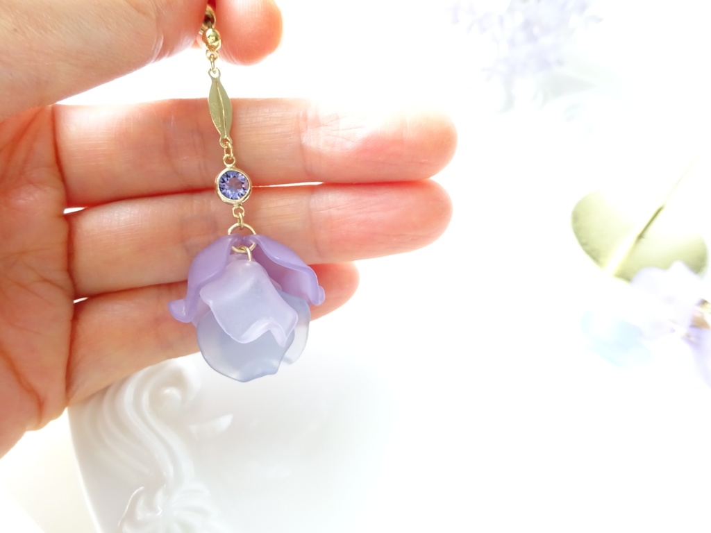 再販*ローズフリルピアス/C(イヤリング0K)