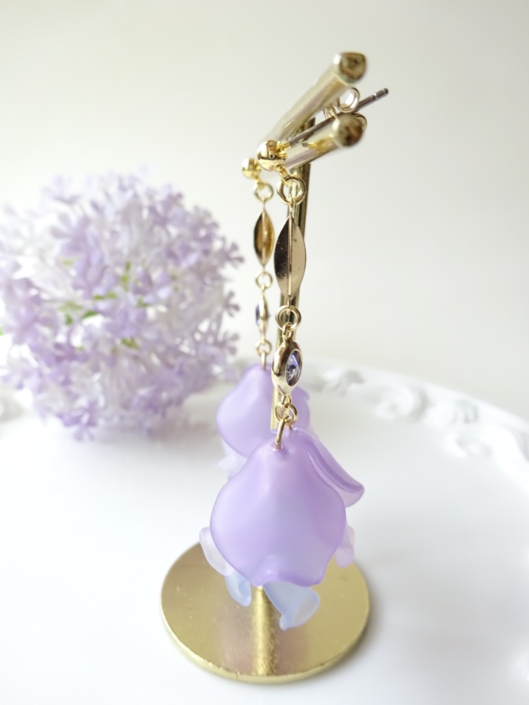 再販*ローズフリルピアス/C(イヤリング0K)