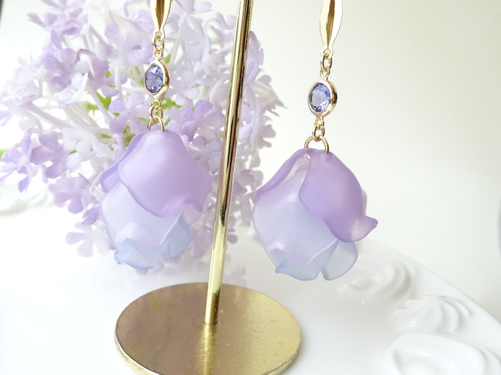 再販*ローズフリルピアス/C(イヤリング0K)