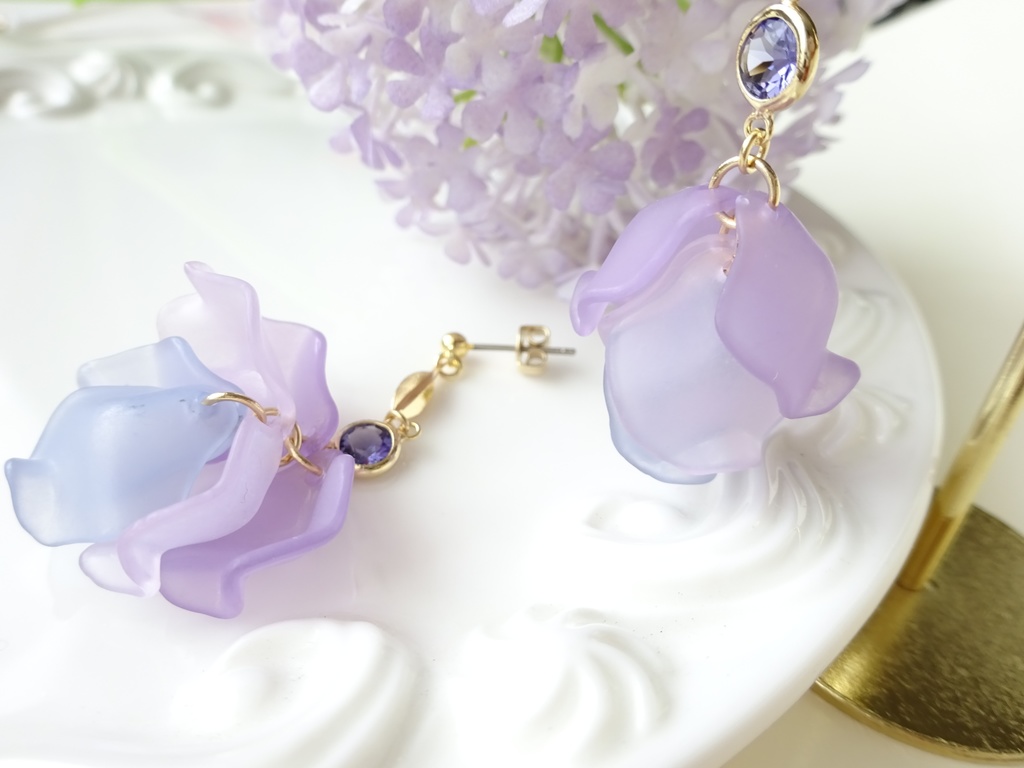 再販*ローズフリルピアス/C(イヤリング0K)