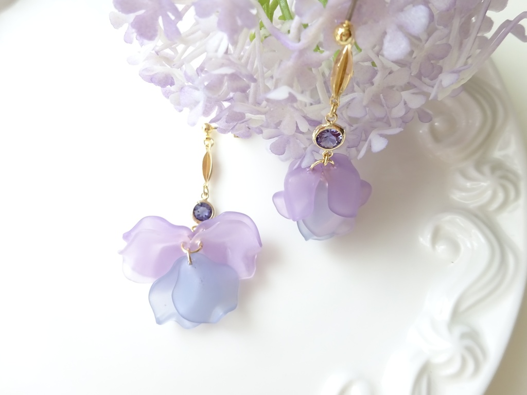 再販*ローズフリルピアス/C(イヤリング0K)