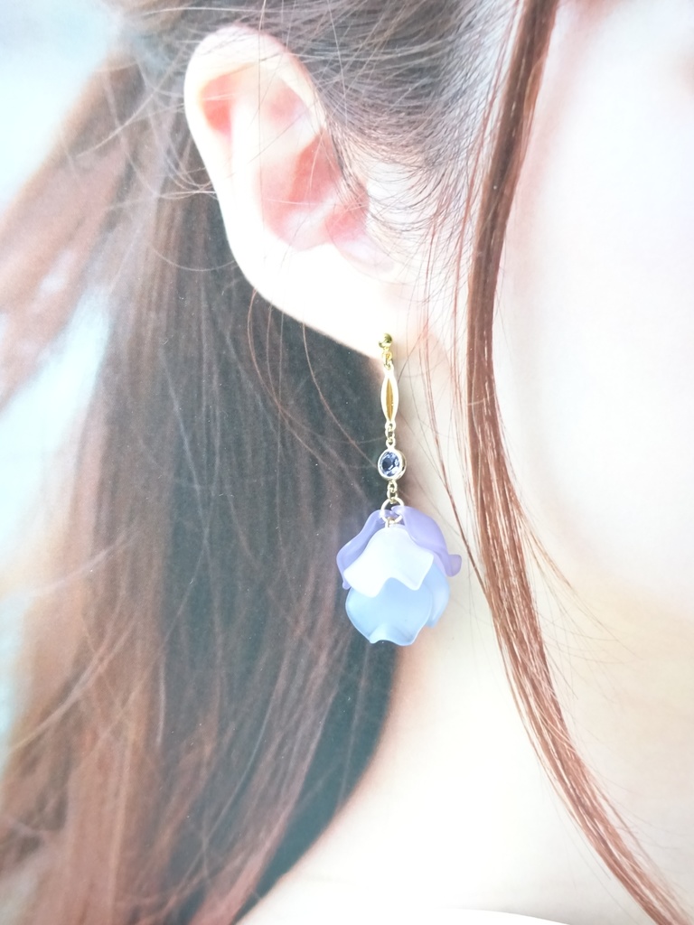 再販*ローズフリルピアス/C(イヤリング0K)