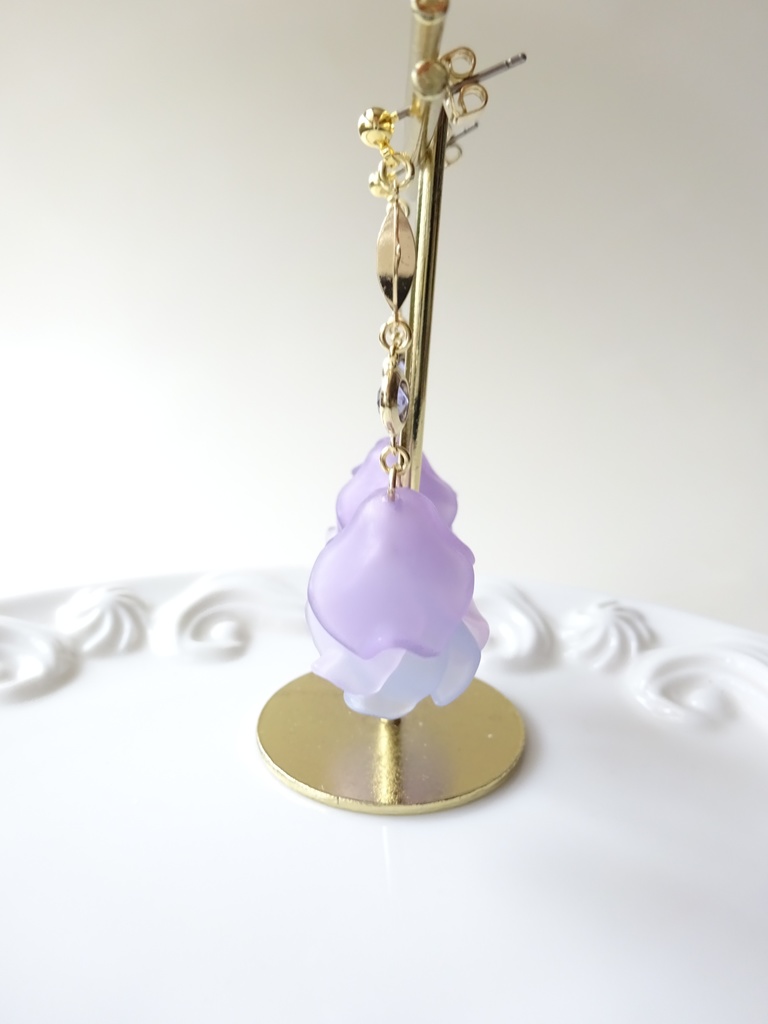 再販*ローズフリルピアス/C(イヤリング0K)