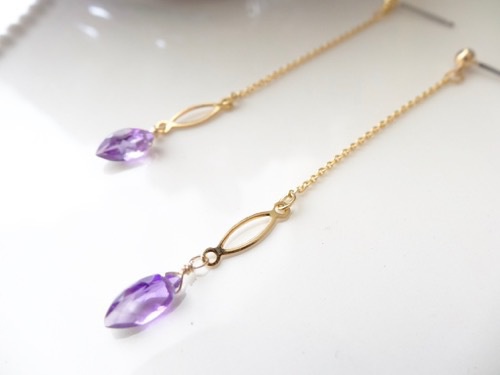 【天然石】アメジストレイン(イヤリングOK)