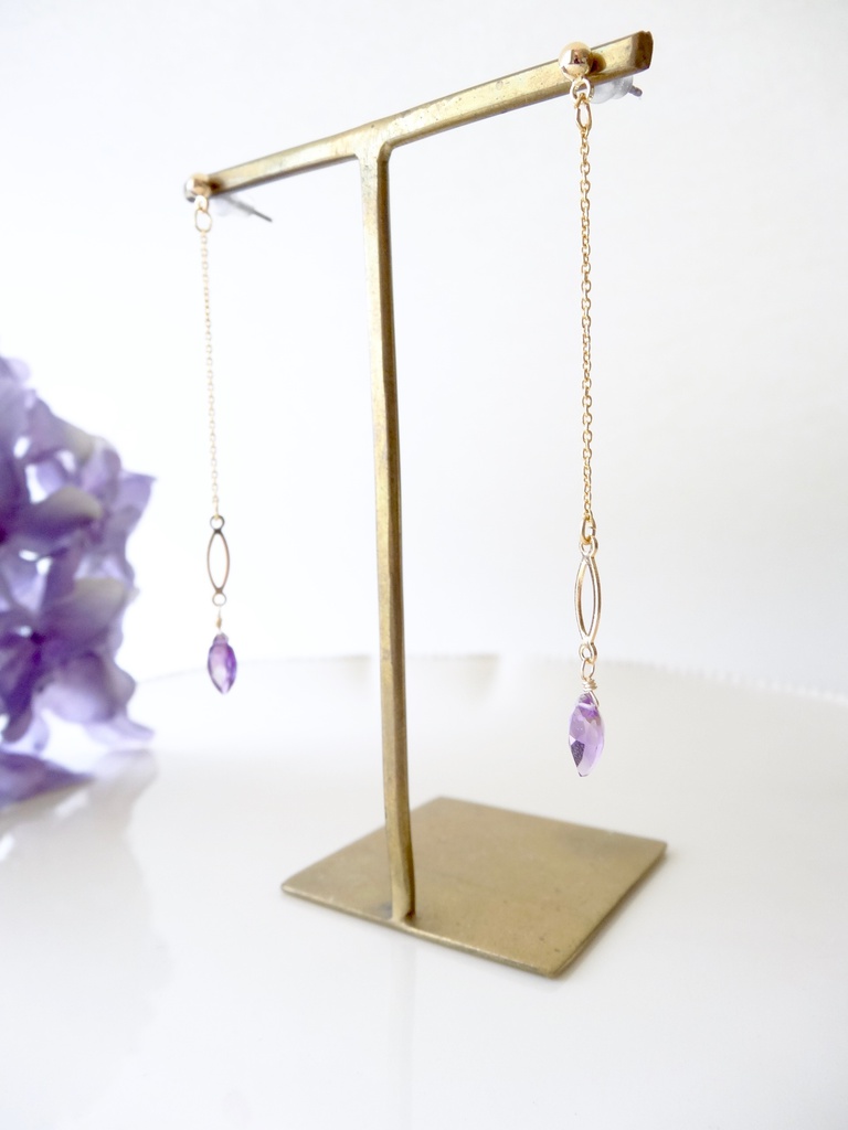 【天然石】アメジストレイン(イヤリングOK)