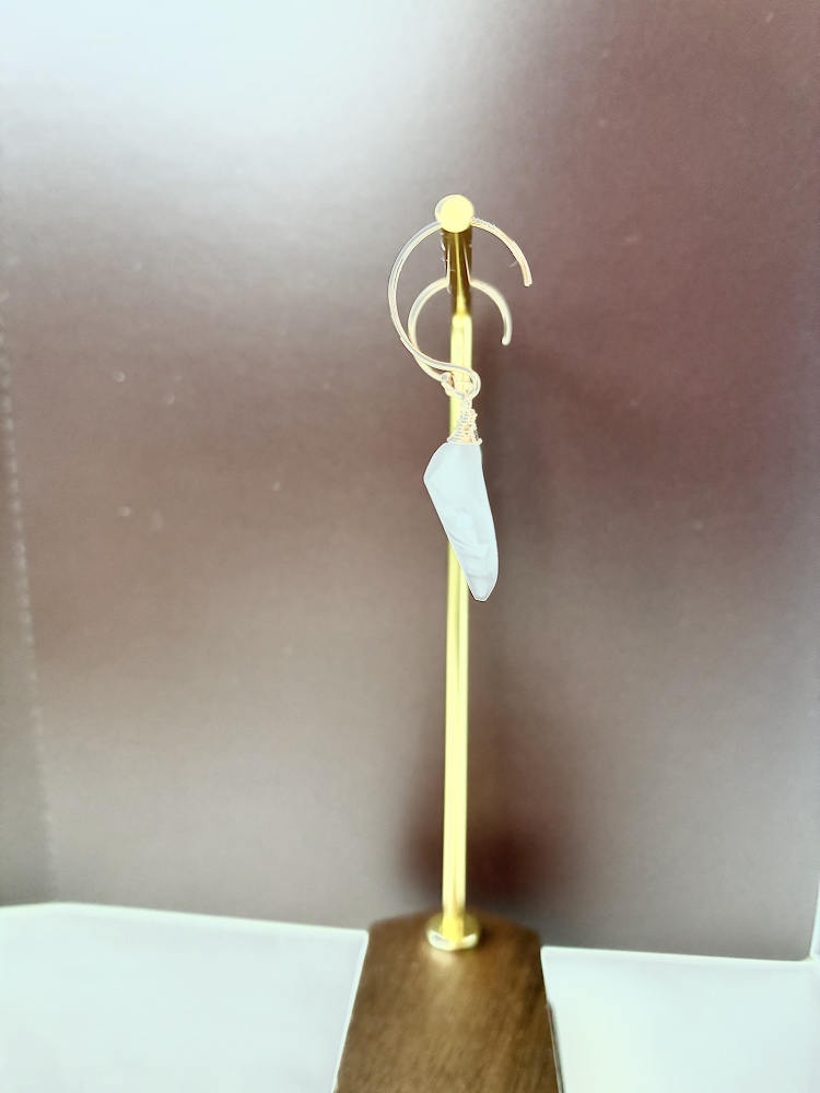 天然石&K14gf水晶のフロストリーフA ピアス(イヤリングOK)