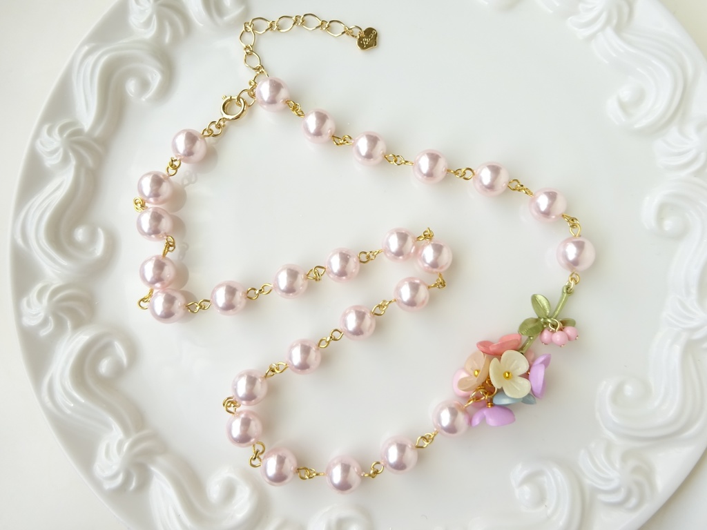 桜色パールのネックレス