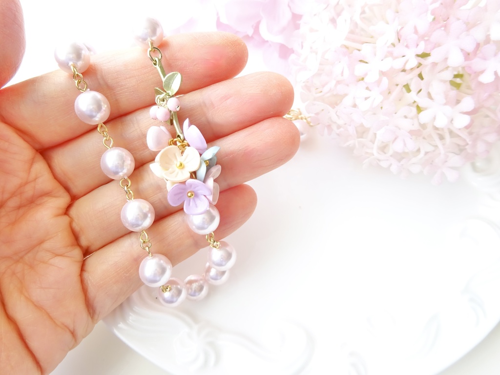 桜色パールのネックレス