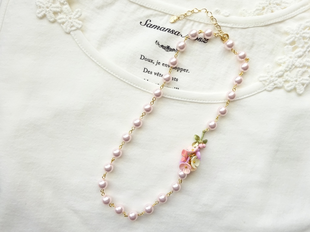 桜色パールのネックレス