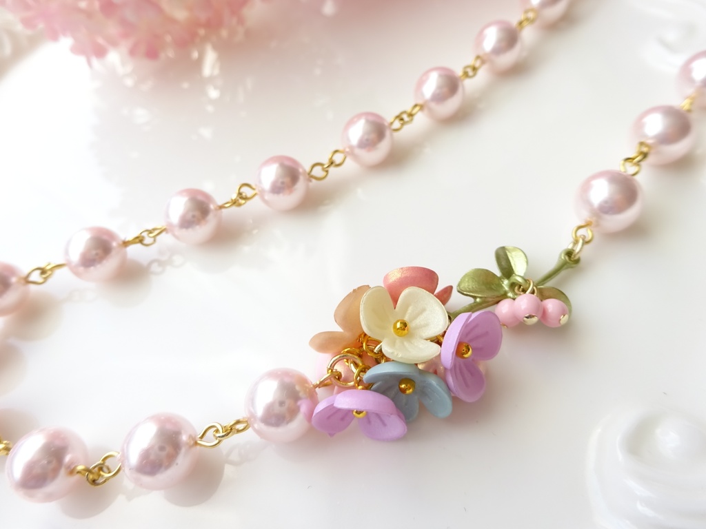 桜色パールのネックレス
