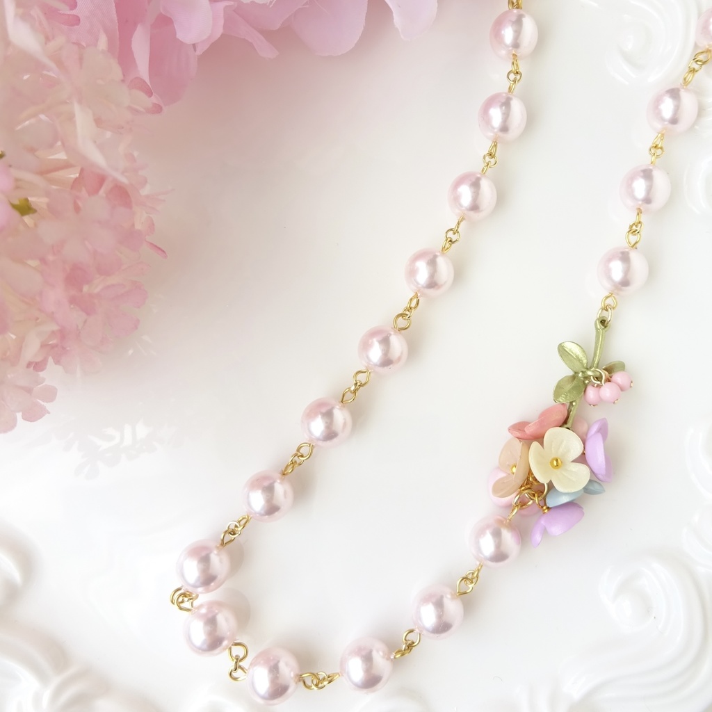 桜色パールのネックレス