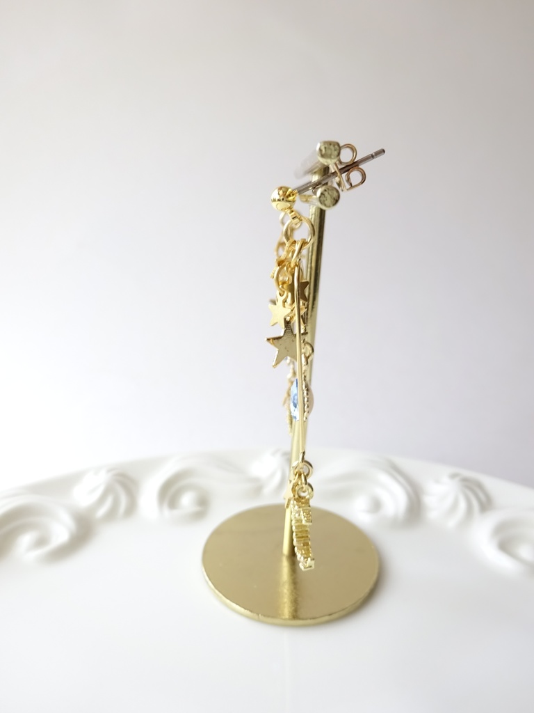 三日月とお星様のモビールピアス(イヤリングOK)