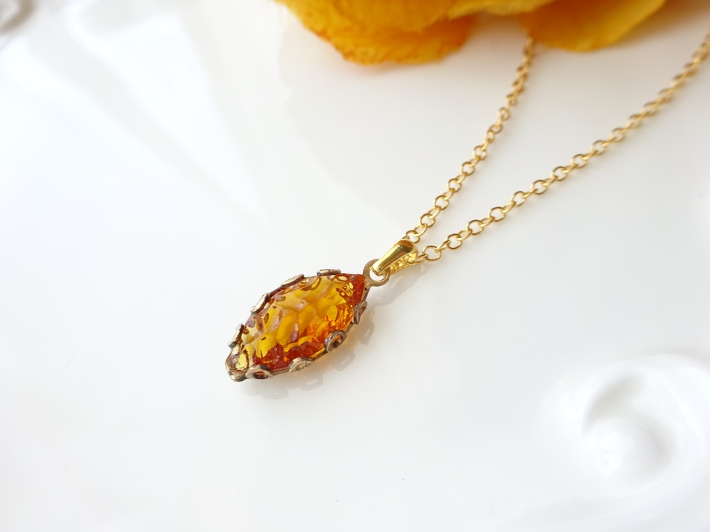 オレンジシードのネックレス*ヴィンテージ