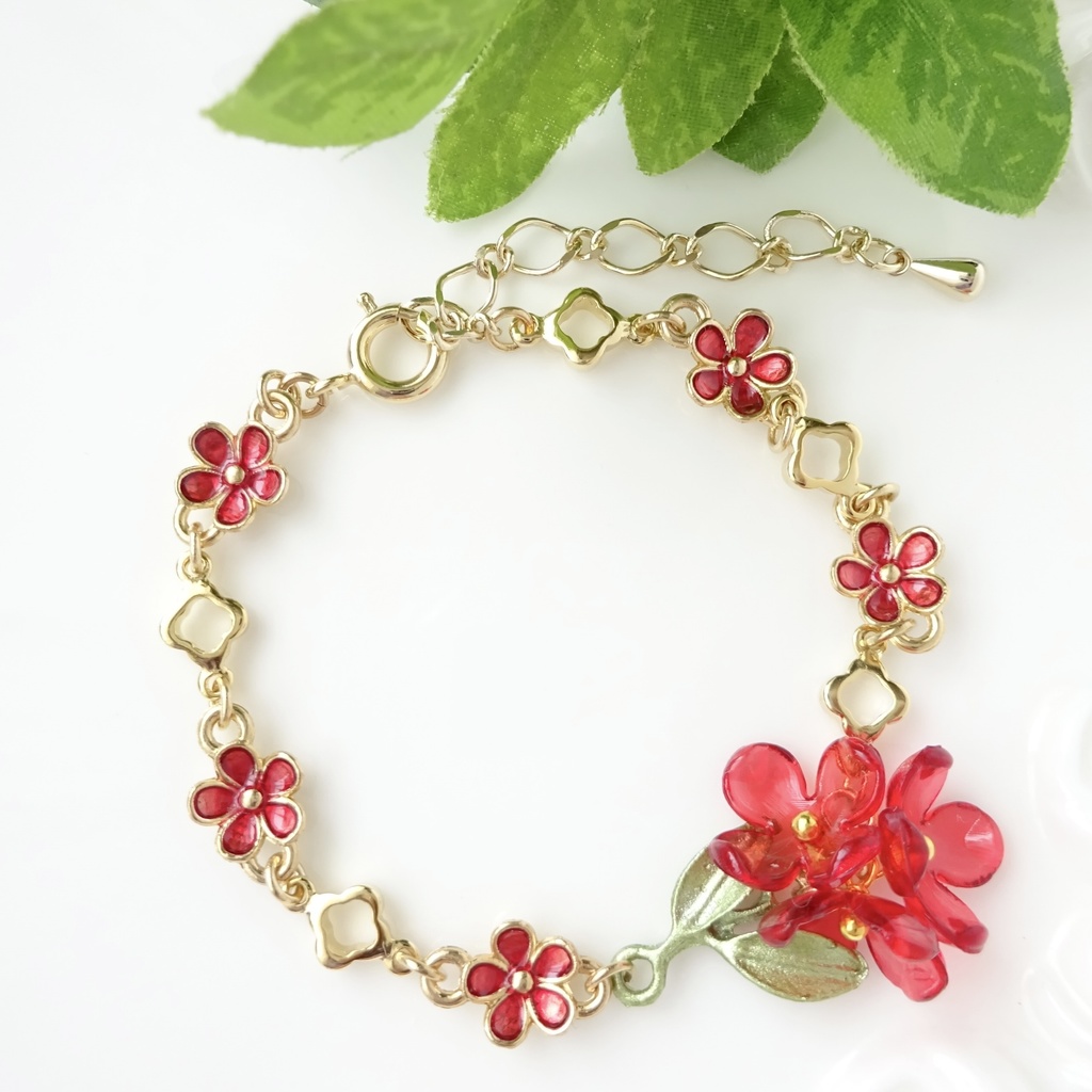 赤いゼラニウムのブレスレット
