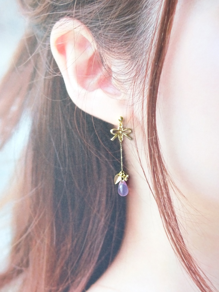 スプリングフラワードロップ・ミルキーピンク(イヤリングOK)