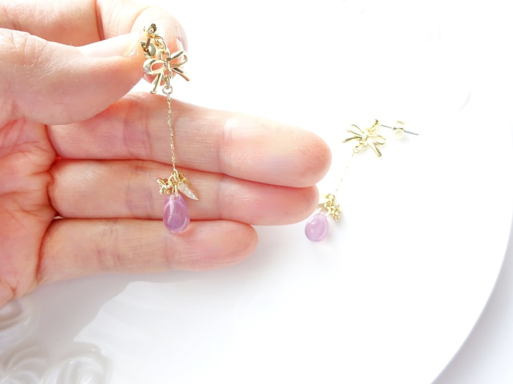 スプリングフラワードロップ・ミルキーピンク(イヤリングOK)