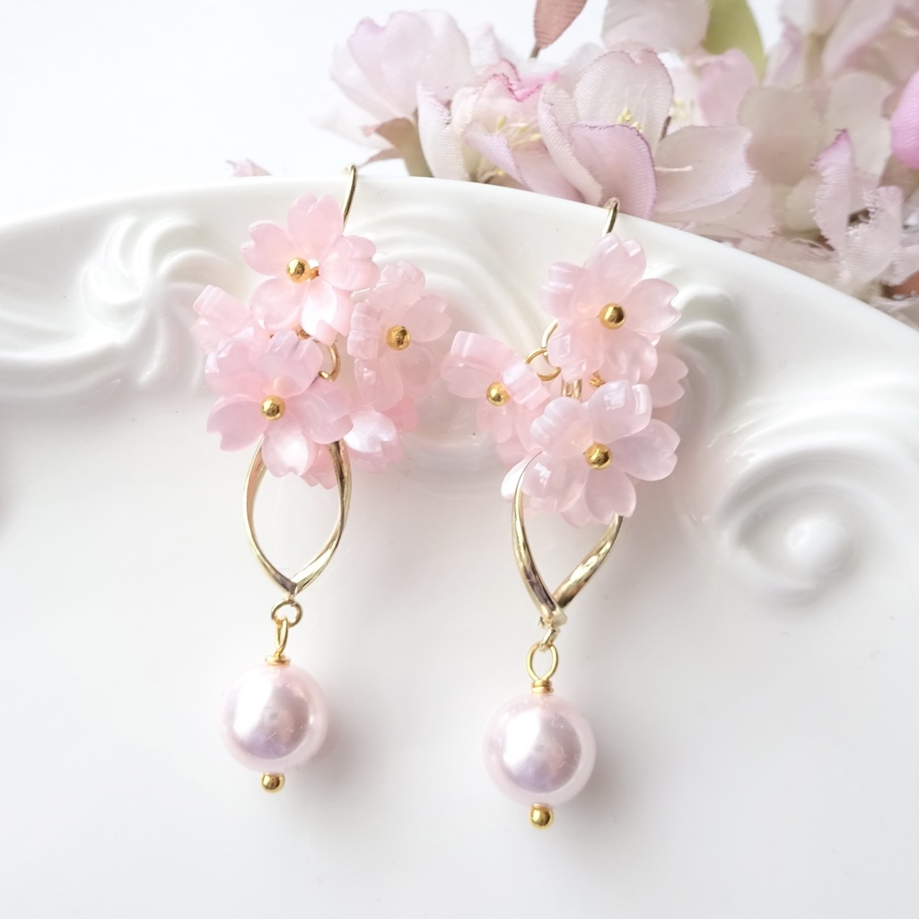 桜ガーデンB ピアス(イヤリングOK)