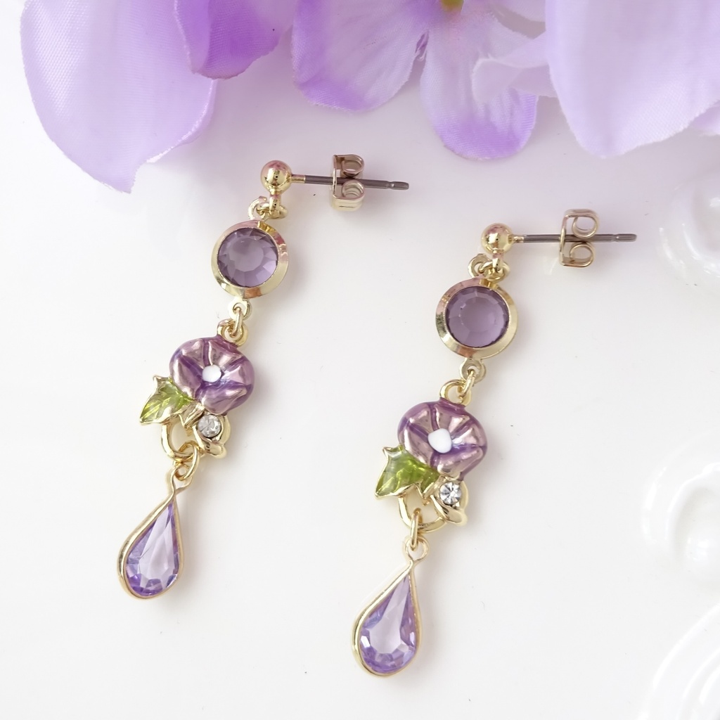 9/10発売*朝顔ドロップ・ピアス(イヤリングOK)