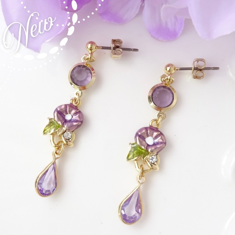  9/10発売＊朝顔ドロップ・ピアス(イヤリングOK)