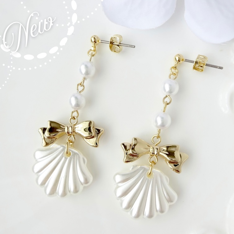 10/12発売＊シェルリボンピアス(イヤリングOK)