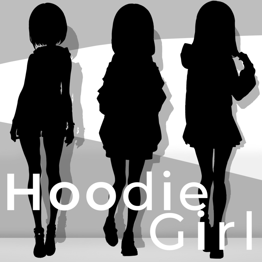 【立ち絵素材】パーカー 私服 クール 女の子 3種類セット