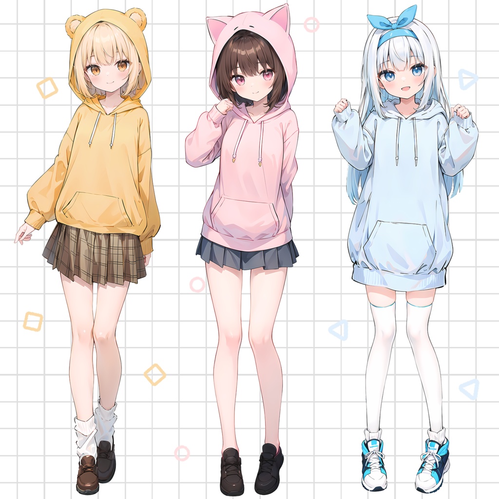 【立ち絵素材】パーカー 私服 かわいい 女の子 3種類セット