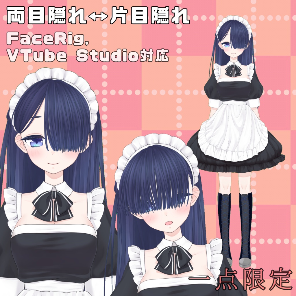 1点限定】髪の毛さらさらメカクレメイド【FaceRig,VTubeStudio対応