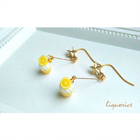 カップケーキピアス・イヤリング（レモン）