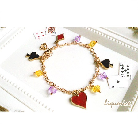 トランプのブレスレット・バッグチャーム（紫・オレンジ）