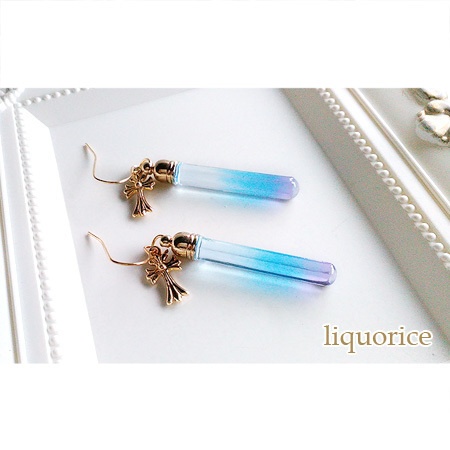 スティックピアス・イヤリング(水色&紫)
