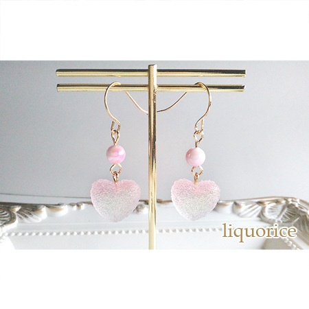 ハートのシュガーキャンディーのピアス・イヤリング