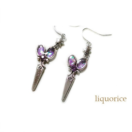 はさみのピアス・イヤリング(紫色)