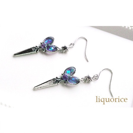 はさみのピアス・イヤリング(紫色)