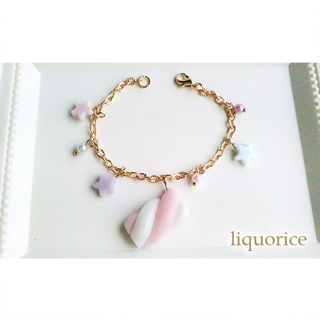 マシュマロと星のバッグチャーム（ピンク色）