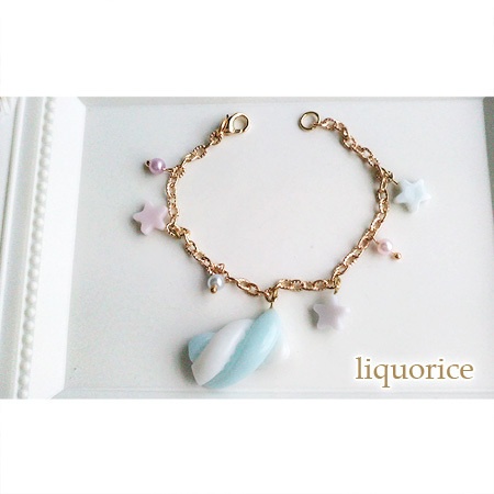 マシュマロと星のバッグチャーム（水色）