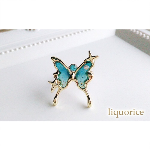 水色蝶々のリング