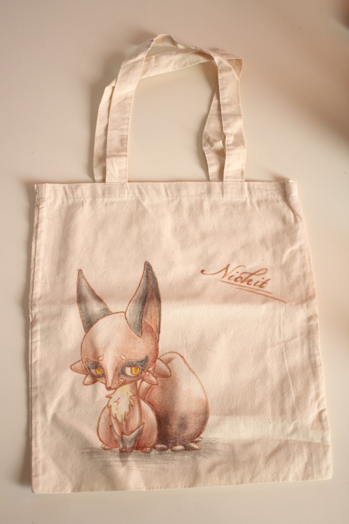手書きクスネのトートバッグ 犬神小屋 Booth