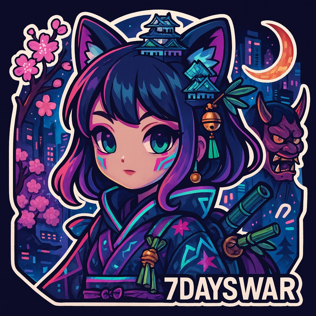 ネオン猫巫女「7DAYS WAR」アートプリント