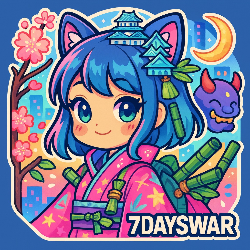 ネオン猫巫女「7DAYS WAR」アートプリント