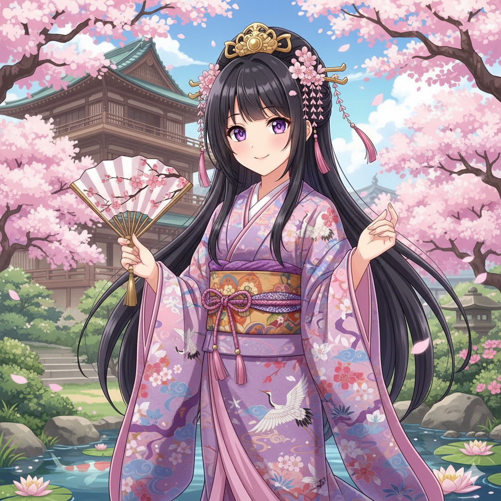 春の和風美人 アートプリント