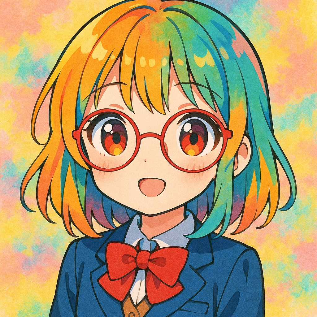 ゆるふわレトロアニメ風：メガネっ娘イラスト