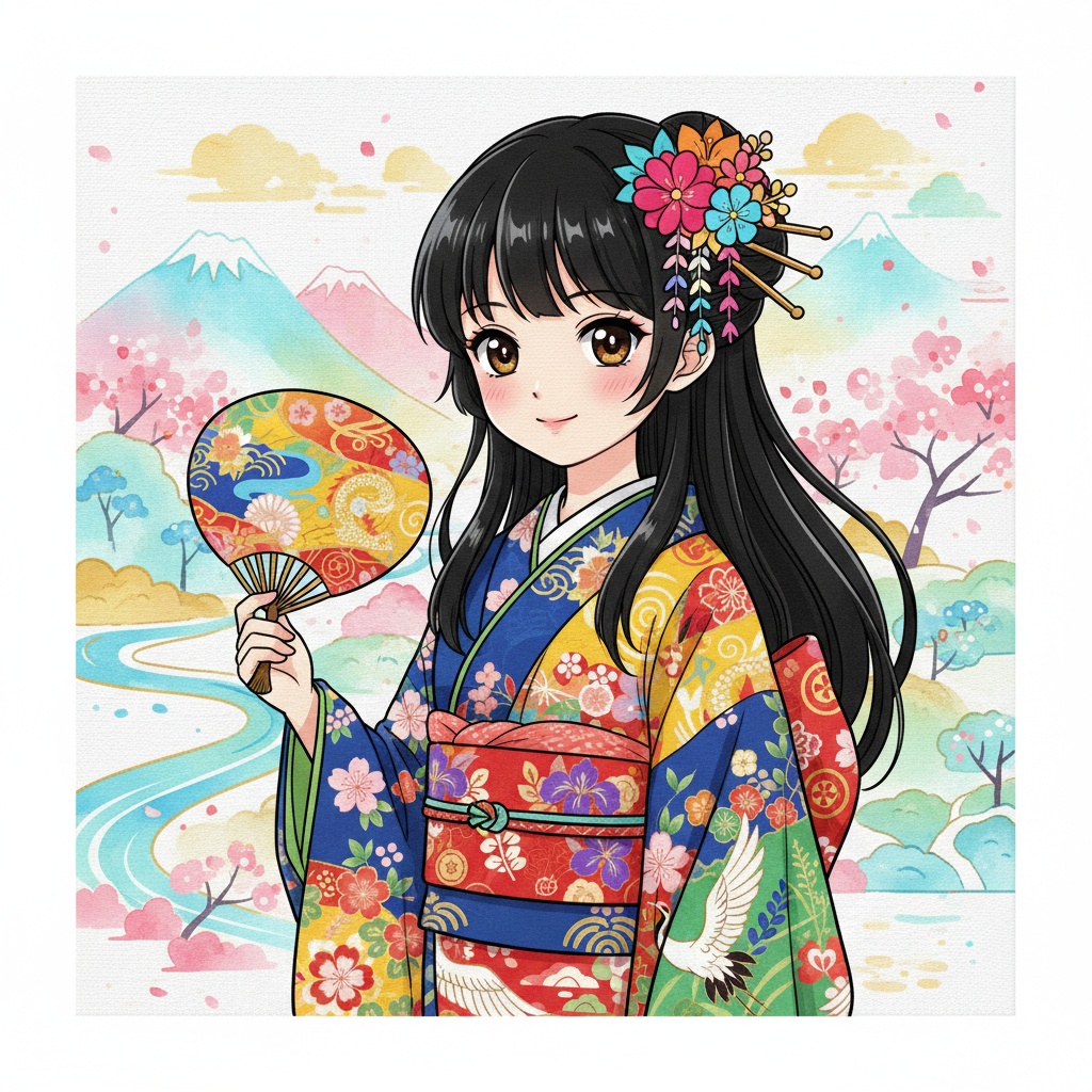 和装美少女イラスト「春彩」
