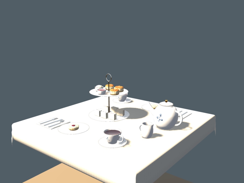 英国カフェのアフタヌーンティーセット【27モデル/Unity・VRChat・Godot・Blender】