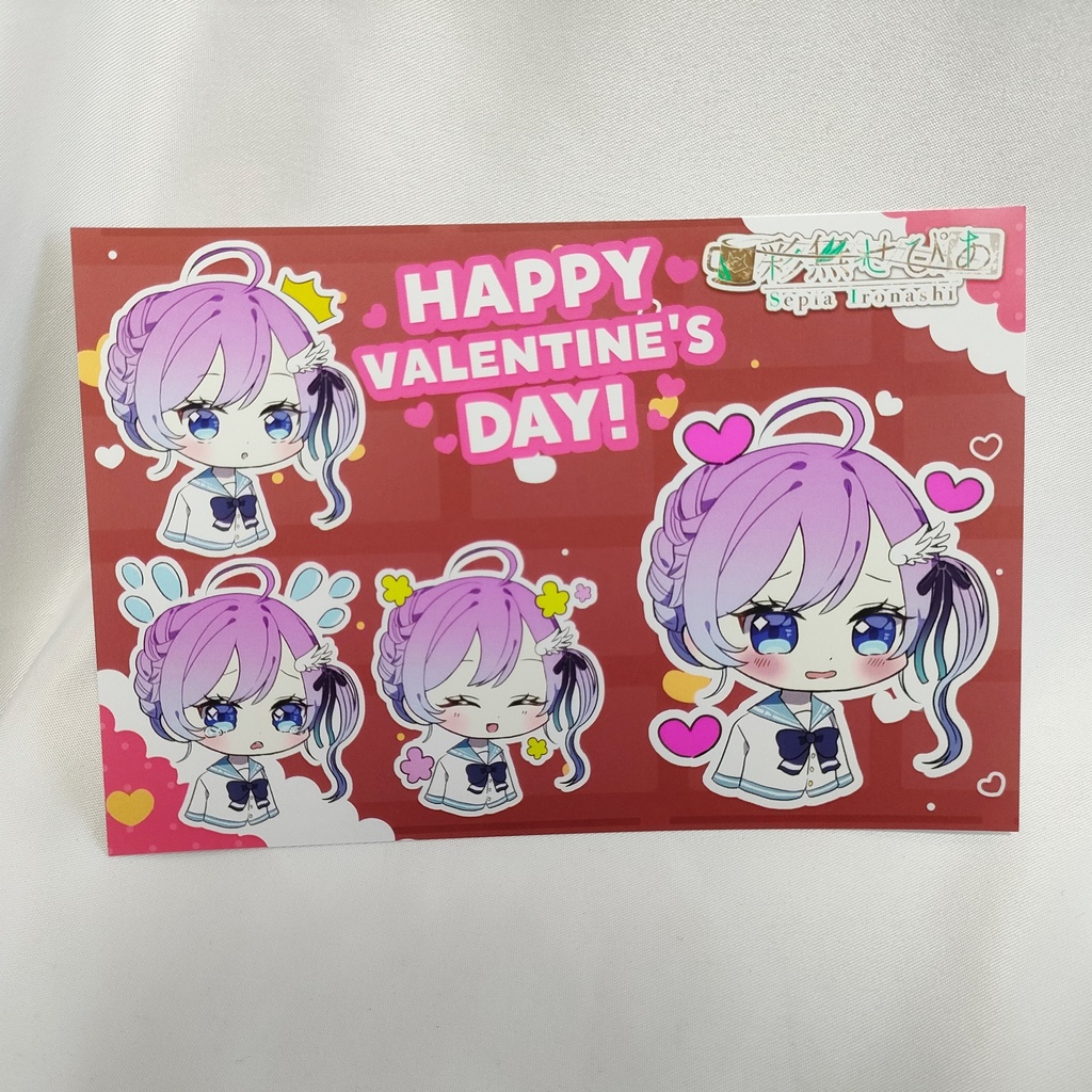 Vtuber彩無せぴあ「夏のバレンタインセット」缶バッジ+ポストカード