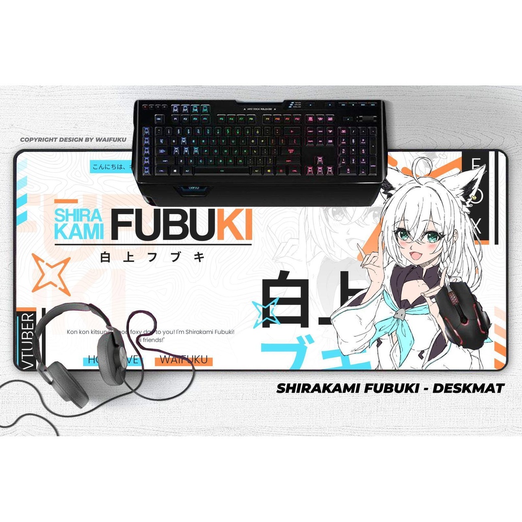 Hololive 白上フブキ Shirakami Fubuki Deskmat マウスパッド Mouse Pad