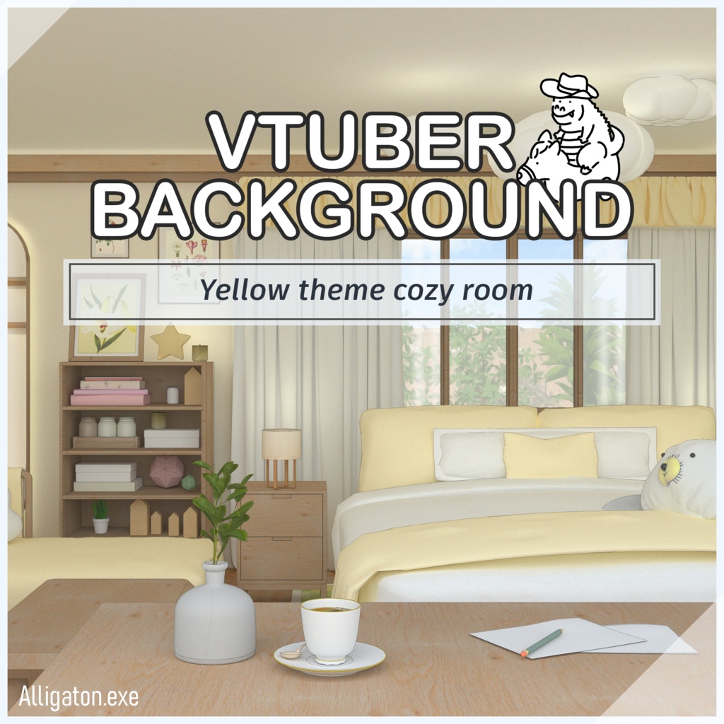 【背景素材】黄色の居心地の良い部屋 / Yellow theme cozy room